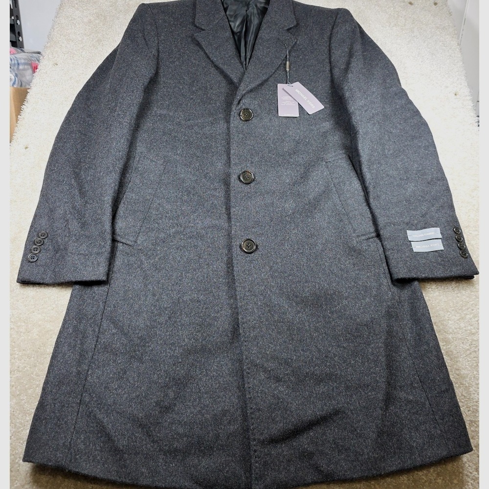 Michael Kors Kavon Overcoat Mens 38R Charcoal Grey Wool‎ Cashmere Blend NWT